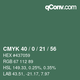 Color code: CMYK 40 / 0 / 21 / 56 | qconv.com
