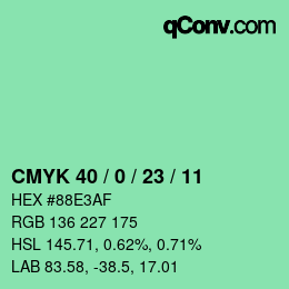 Color code: CMYK 40 / 0 / 23 / 11 | qconv.com