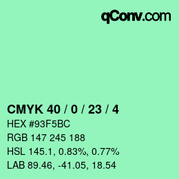 カラーコード: CMYK 40 / 0 / 23 / 4 | qconv.com