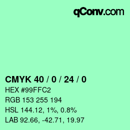 カラーコード: CMYK 40 / 0 / 24 / 0 | qconv.com