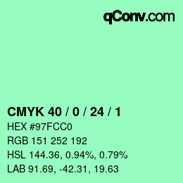カラーコード: CMYK 40 / 0 / 24 / 1 | qconv.com