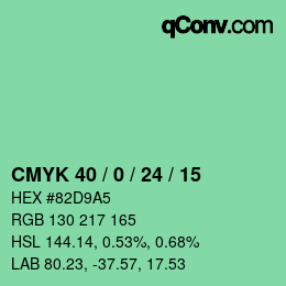 カラーコード: CMYK 40 / 0 / 24 / 15 | qconv.com