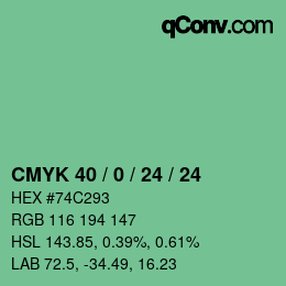 颜色代码: CMYK 40 / 0 / 24 / 24 | qconv.com