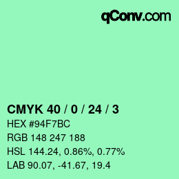 カラーコード: CMYK 40 / 0 / 24 / 3 | qconv.com