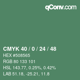 颜色代码: CMYK 40 / 0 / 24 / 48 | qconv.com