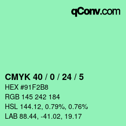 カラーコード: CMYK 40 / 0 / 24 / 5 | qconv.com