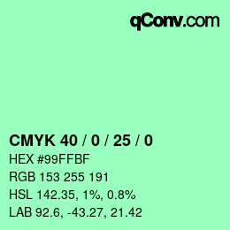 カラーコード: CMYK 40 / 0 / 25 / 0 | qconv.com