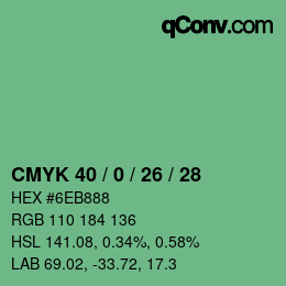 Farbcode: CMYK 40 / 0 / 26 / 28 | qconv.com