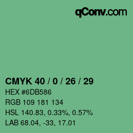 カラーコード: CMYK 40 / 0 / 26 / 29 | qconv.com