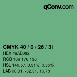 カラーコード: CMYK 40 / 0 / 26 / 31 | qconv.com