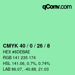 カラーコード: CMYK 40 / 0 / 26 / 8 | qconv.com