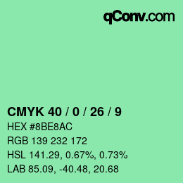 颜色代码: CMYK 40 / 0 / 26 / 9 | qconv.com