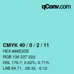 Color code: CMYK 40 / 0 / 2 / 11 | qconv.com