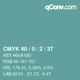 Color code: CMYK 40 / 0 / 2 / 37 | qconv.com