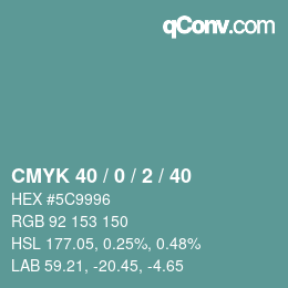 Farbcode: CMYK 40 / 0 / 2 / 40 | qconv.com