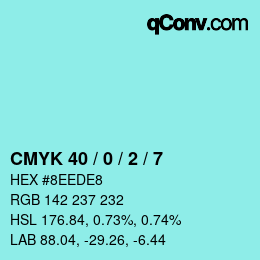 カラーコード: CMYK 40 / 0 / 2 / 7 | qconv.com