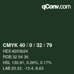 Color code: CMYK 40 / 0 / 32 / 79 | qconv.com