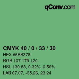 Farbcode: CMYK 40 / 0 / 33 / 30 | qconv.com