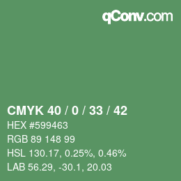 颜色代码: CMYK 40 / 0 / 33 / 42 | qconv.com
