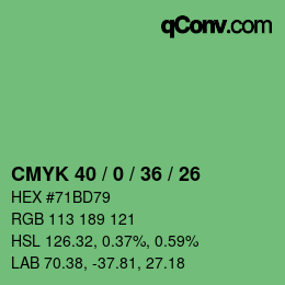 Farbcode: CMYK 40 / 0 / 36 / 26 | qconv.com