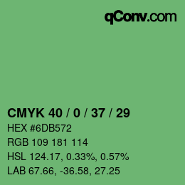 カラーコード: CMYK 40 / 0 / 37 / 29 | qconv.com