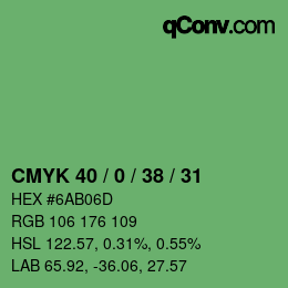 颜色代码: CMYK 40 / 0 / 38 / 31 | qconv.com