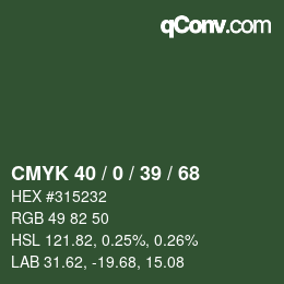 Color code: CMYK 40 / 0 / 39 / 68 | qconv.com