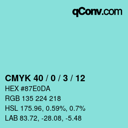 カラーコード: CMYK 40 / 0 / 3 / 12 | qconv.com