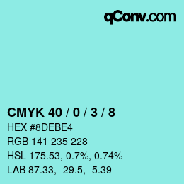 Color code: CMYK 40 / 0 / 3 / 8 | qconv.com