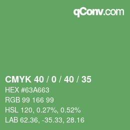 Farbcode: CMYK 40 / 0 / 40 / 35 | qconv.com