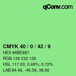 颜色代码: CMYK 40 / 0 / 42 / 9 | qconv.com