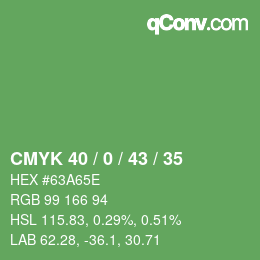 Farbcode: CMYK 40 / 0 / 43 / 35 | qconv.com