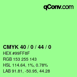 颜色代码: CMYK 40 / 0 / 44 / 0 | qconv.com