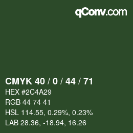 颜色代码: CMYK 40 / 0 / 44 / 71 | qconv.com