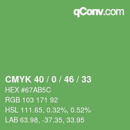 カラーコード: CMYK 40 / 0 / 46 / 33 | qconv.com