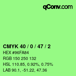 Color code: CMYK 40 / 0 / 47 / 2 | qconv.com