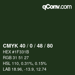 Color code: CMYK 40 / 0 / 48 / 80 | qconv.com