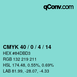Color code: CMYK 40 / 0 / 4 / 14 | qconv.com