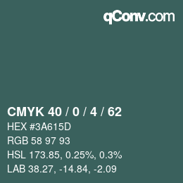 Color code: CMYK 40 / 0 / 4 / 62 | qconv.com