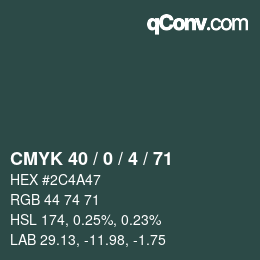 Color code: CMYK 40 / 0 / 4 / 71 | qconv.com