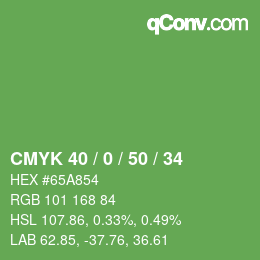 Color code: CMYK 40 / 0 / 50 / 34 | qconv.com