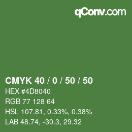 Color code: CMYK 40 / 0 / 50 / 50 | qconv.com