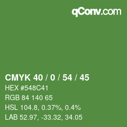 カラーコード: CMYK 40 / 0 / 54 / 45 | qconv.com