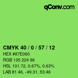 Color code: CMYK 40 / 0 / 57 / 12 | qconv.com
