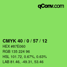 Color code: CMYK 40 / 0 / 57 / 12 | qconv.com