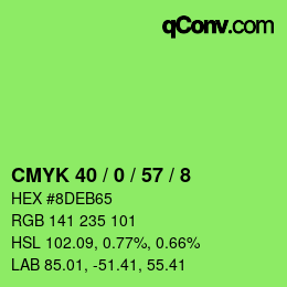Color code: CMYK 40 / 0 / 57 / 8 | qconv.com
