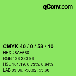 Color code: CMYK 40 / 0 / 58 / 10 | qconv.com