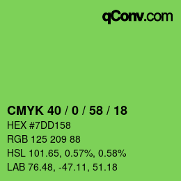 Farbcode: CMYK 40 / 0 / 58 / 18 | qconv.com