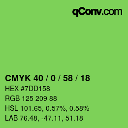 Farbcode: CMYK 40 / 0 / 58 / 18 | qconv.com