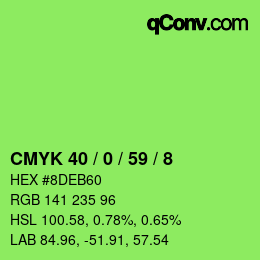 カラーコード: CMYK 40 / 0 / 59 / 8 | qconv.com